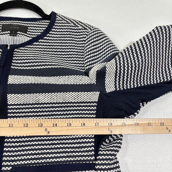J Crew Striped Knit Jacket Women 6 Navy White Lady Cropped Zip Preppy Nautical - Picture 9 of 12